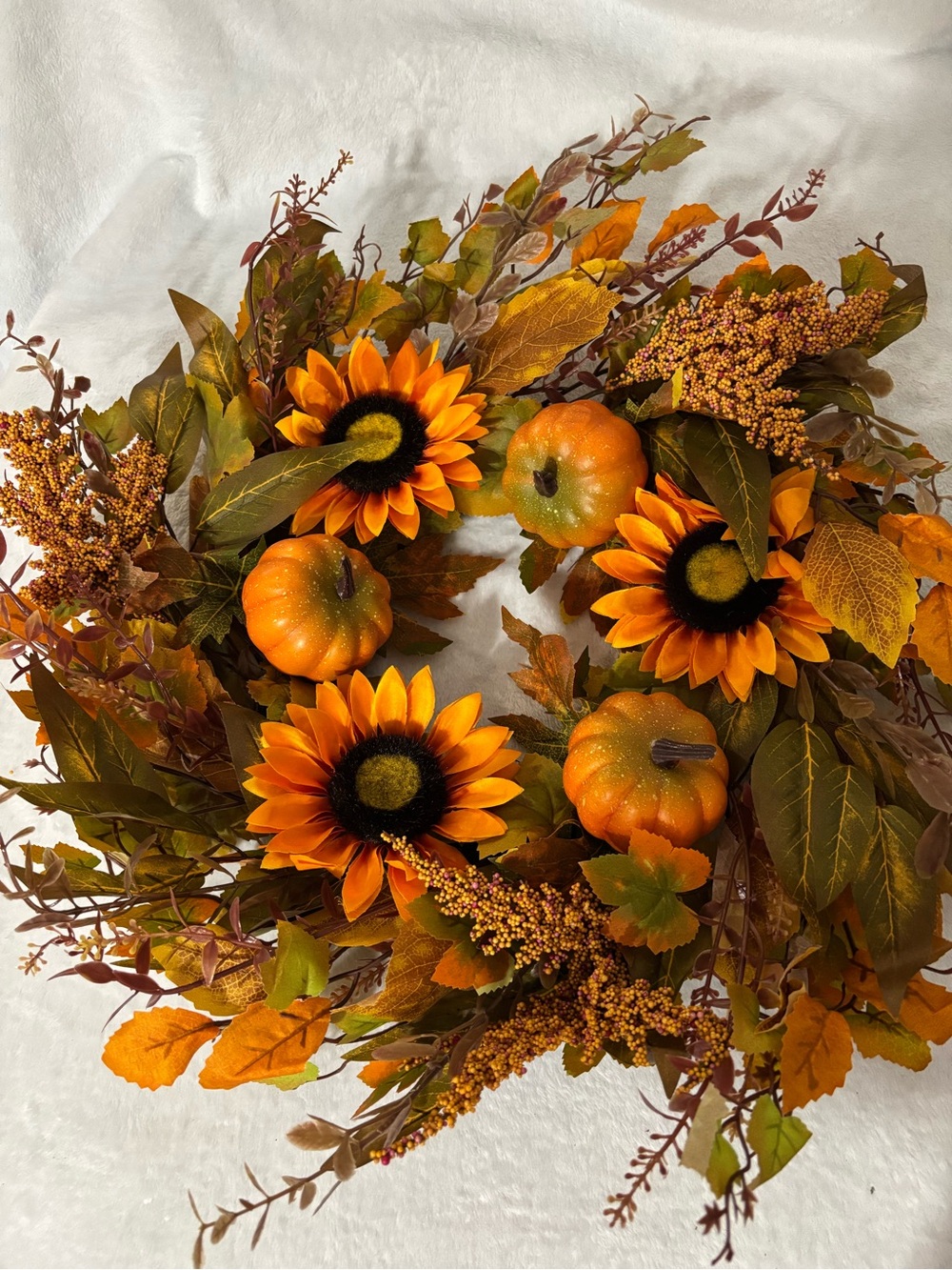 Autumn Sunflower & Pumpkin Wreath